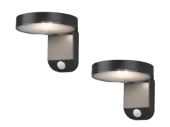 LED Solar Wandleuchte 2er Set Außenleuchten mit Bewegungsmelder in Anthrazit