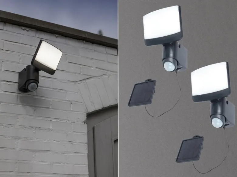 LED Solar Wandleuchte 2er SET mit Bewegungsmelder IP44, Breite 18cm