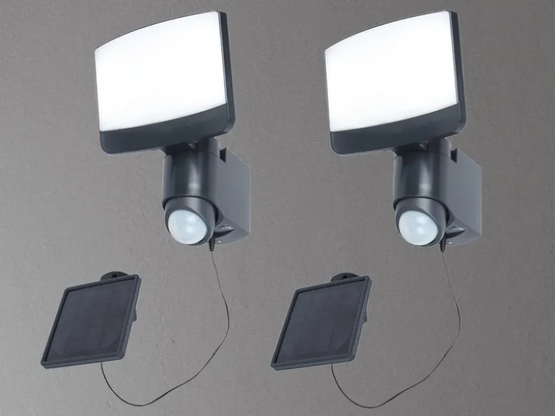 LED Solar Wandleuchte 2er SET mit Bewegungsmelder IP44, Breite 18cm