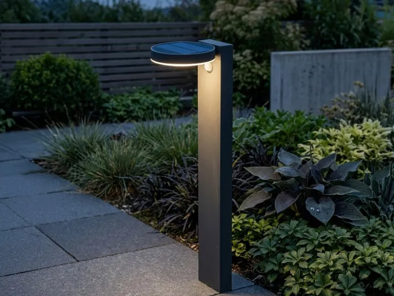LED Solar Wegeleuchte Außenleuchte POSADAS in Anthrazit, Bewegungsmelder, 60cm