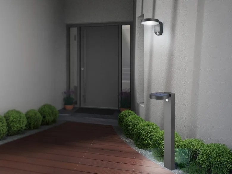 LED Solar Wegeleuchte Außenleuchte POSADAS in Anthrazit, Bewegungsmelder, 60cm