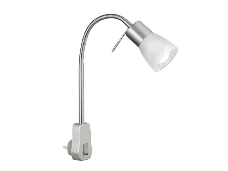 LED Steckerspot LEVISTO mit Schalter und Flexarm, Silber Höhe 40cm