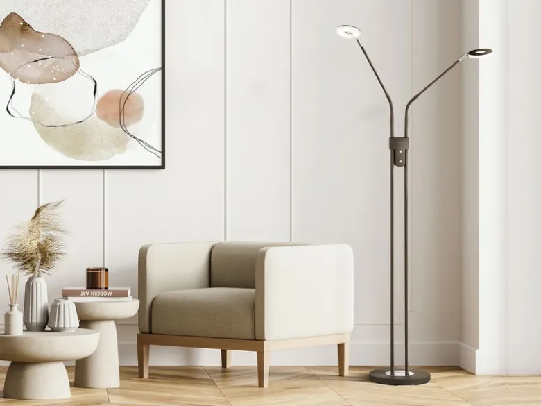 LED Stehlampe DENT Schwarz 2-flammig mit Dimmer, Höhe 150cm