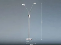 LED Stehlampe DENT Silber 2-flammig mit Dimmer, Höhe 150cm