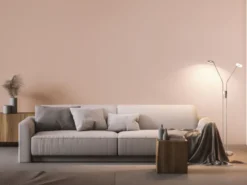 LED Stehlampe DENT Silber 2-flammig mit Dimmer, Höhe 150cm