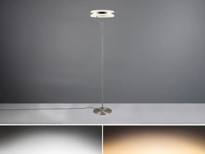 LED Stehlampe DIOS dimmbar, Lichttemperatur einstellbar, Silber, Höhe 180cm