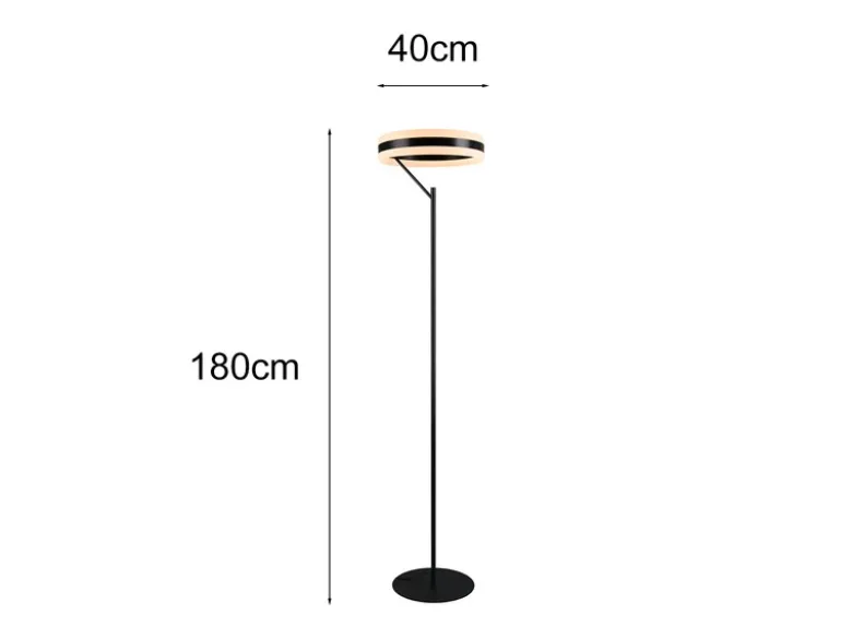 LED Stehlampe DIOS dimmbar, Lichttemperatur einstellbar, Schwarz, Höhe 180cm
