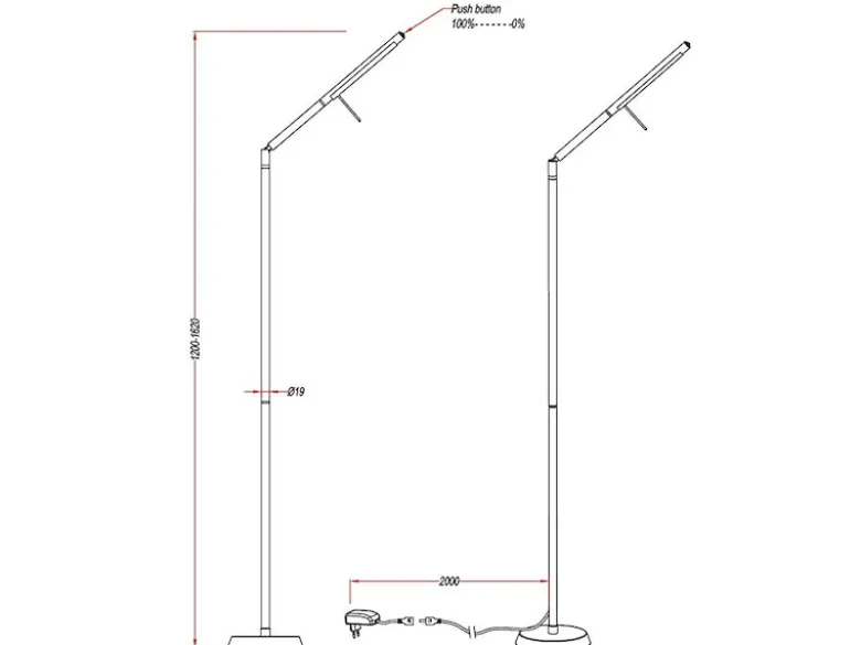 LED Stehlampe FILIGRAN dimmbar über Sensor, Metall Schwarz, Höhe 162cm