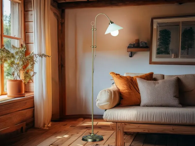 LED Stehlampe im Landhausstil höhenverstellbar, Höhe 145 -max. 172cm
