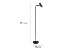 LED Stehlampe in Schwarz matt, Spot schwenkbar, Höhe 151cm