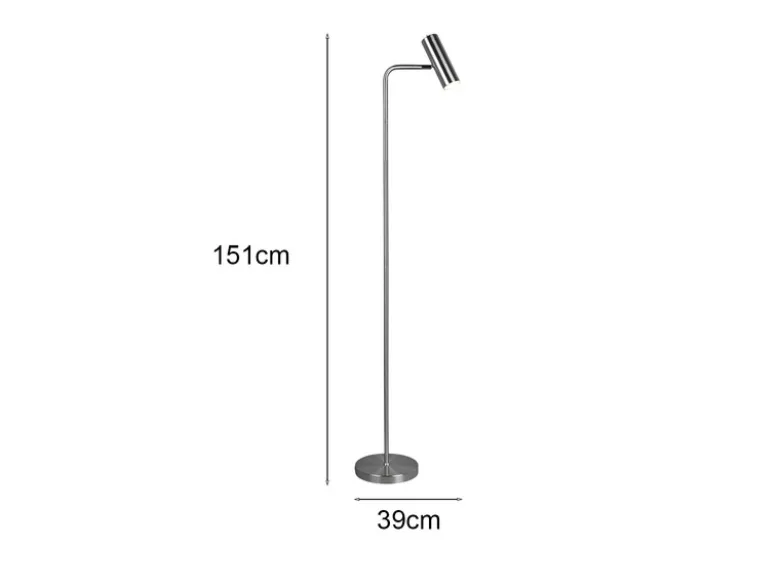 LED Stehlampe in Silber matt, Spot schwenkbar, Höhe 151cm