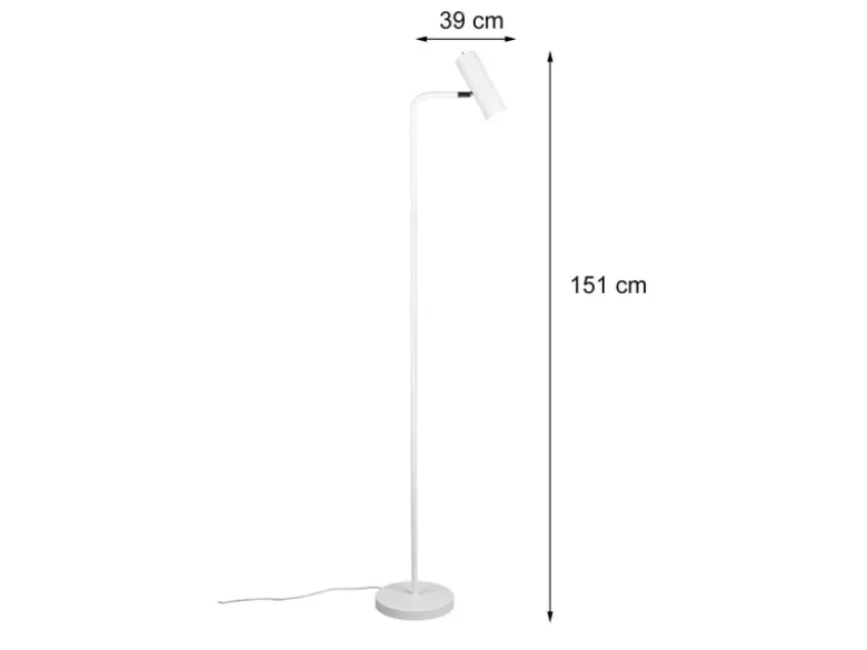 LED Stehlampe in Weiß matt, Spot schwenkbar, Höhe 151cm