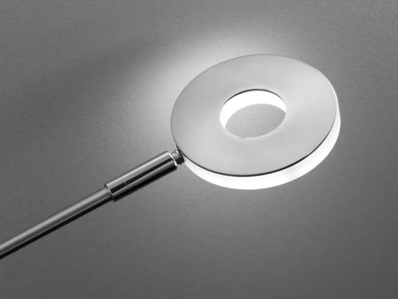 LED Stehlampe Leselampe DENT Silber mit Dimmer, Höhe 150cm