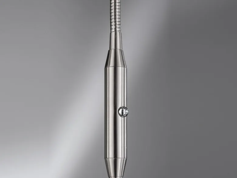 LED Stehlampe Leselampe DENT Silber mit Dimmer, Höhe 150cm