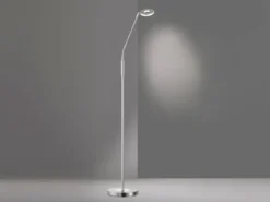 LED Stehlampe Leselampe DENT Silber mit Dimmer, Höhe 150cm