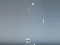 LED Stehlampe Leselampe DENT Silber mit Dimmer, Höhe 150cm
