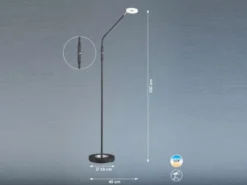 LED Stehlampe Leselampe DENT Schwarz mit Dimmer, Höhe 150cm
