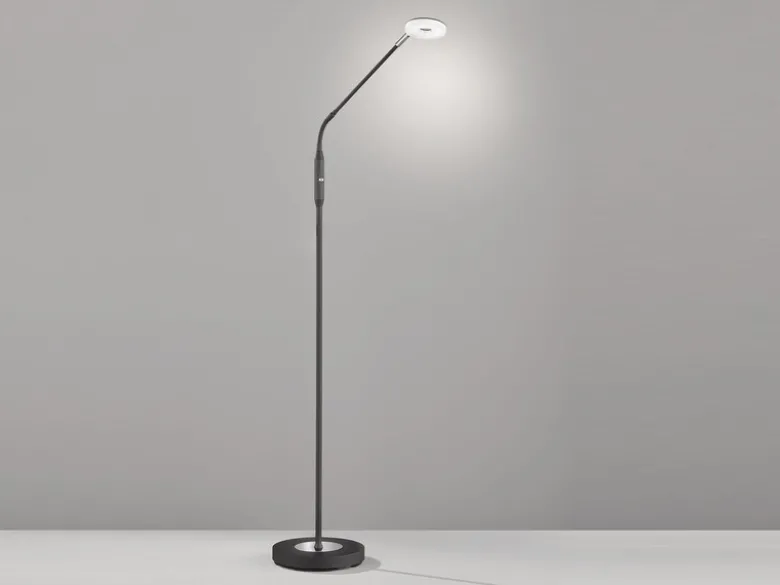 LED Stehlampe Leselampe DENT Schwarz mit Dimmer, Höhe 150cm
