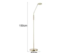 LED Stehlampe Leselampe DENT Messing mit Dimmer, Höhe 150cm