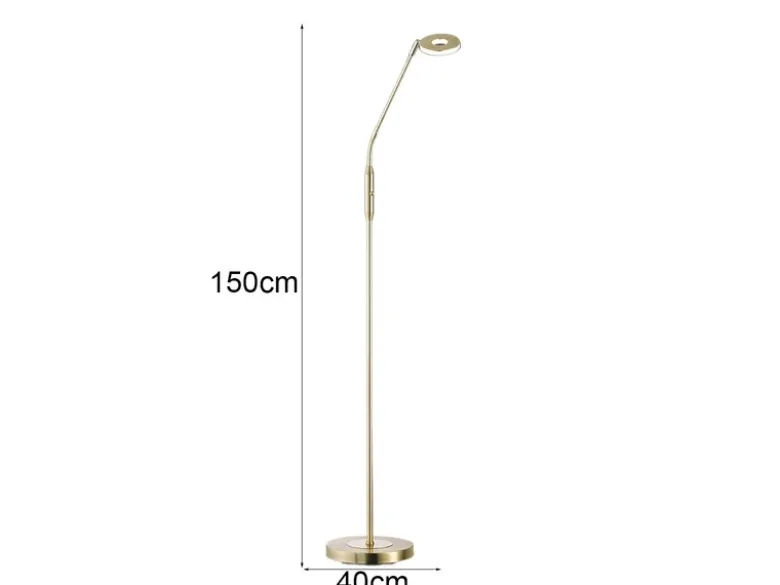 LED Stehlampe Leselampe DENT Messing mit Dimmer, Höhe 150cm