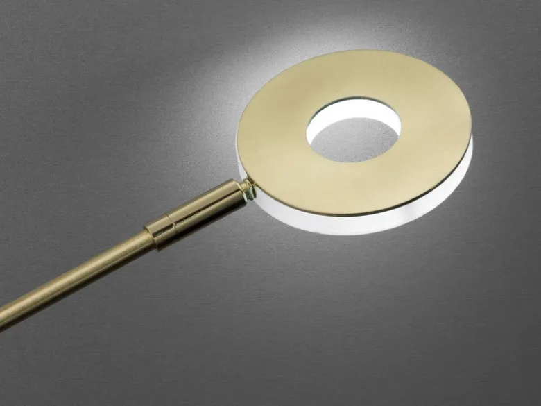LED Stehlampe Leselampe DENT Messing mit Dimmer, Höhe 150cm
