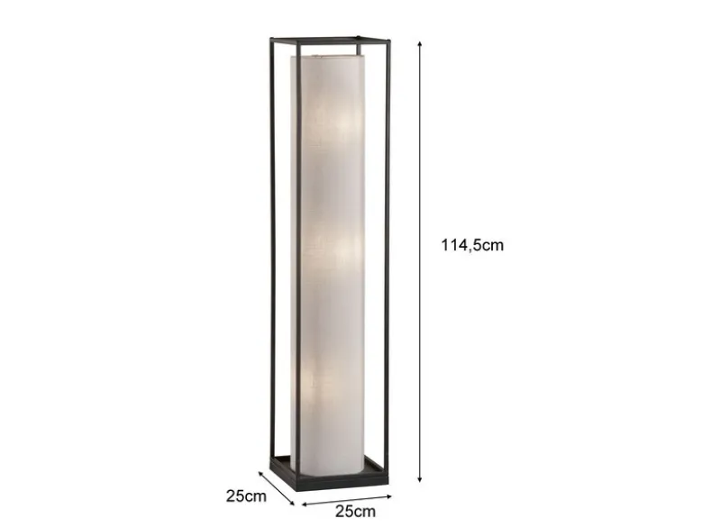 LED Stehlampe mit Lampenschirm Zylinder Leinen Weiß, Höhe 115cm