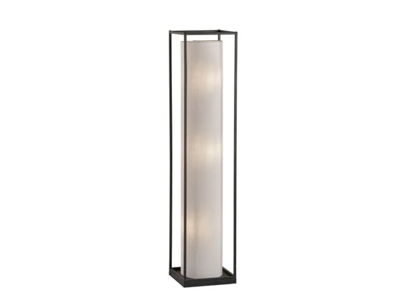 LED Stehlampe mit Lampenschirm Zylinder Leinen Weiß, Höhe 115cm