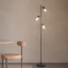 LED Stehlampe mit 3 schwenkbaren Glas Spots Amberfarbig, Höhe 154cm