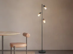 LED Stehlampe mit 3 schwenkbaren Glas Spots Amberfarbig, Höhe 154cm