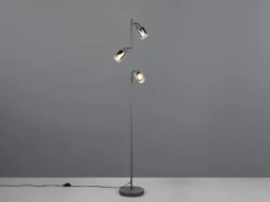 LED Stehlampe mit 3 schwenkbaren Glas Spots Chromfarbig, Höhe 154cm