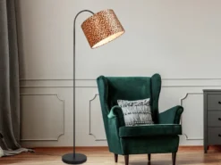 LED Stehlampe mit Stoffschirm Leopardenmuster, Höhe 156cm