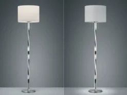 LED Stehlampe NANDOR mit Stoff Lampenschirm weiß und beleuchtetem Gestell, 160cm