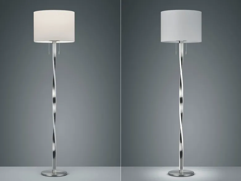 LED Stehlampe NANDOR mit Stoff Lampenschirm weiß und beleuchtetem Gestell, 160cm