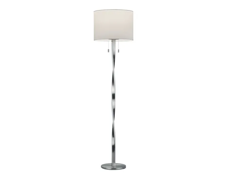 LED Stehlampe NANDOR mit Stoff Lampenschirm weiß und beleuchtetem Gestell, 160cm