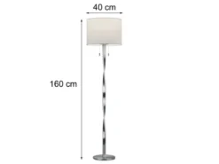 LED Stehlampe NANDOR mit Stoff Lampenschirm weiß und beleuchtetem Gestell, 160cm