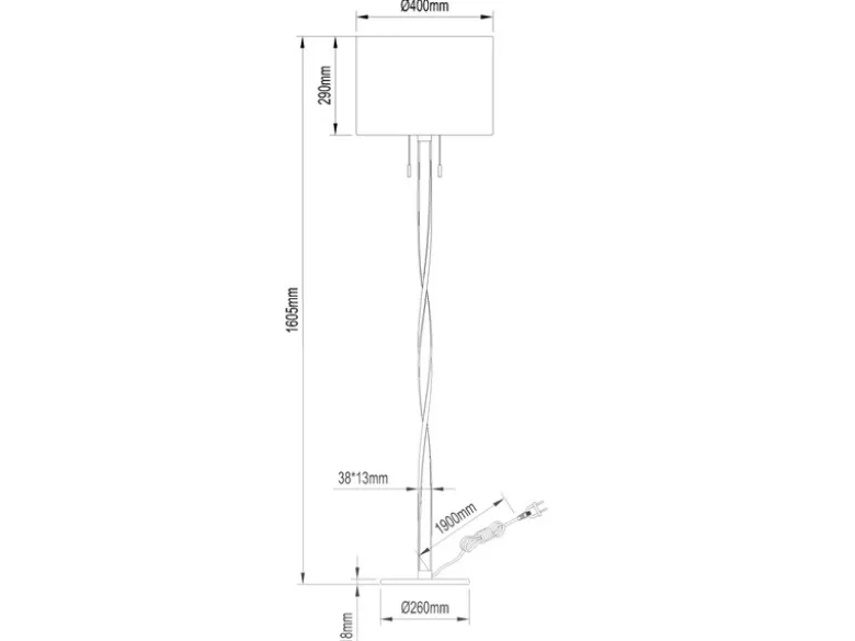 LED Stehlampe NANDOR, Stoff Lampenschirm schwarz und beleuchtetes Gestell, 160cm