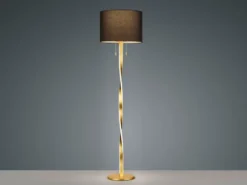 LED Stehlampe NANDOR, Stoff Lampenschirm schwarz und beleuchtetes Gestell, 160cm