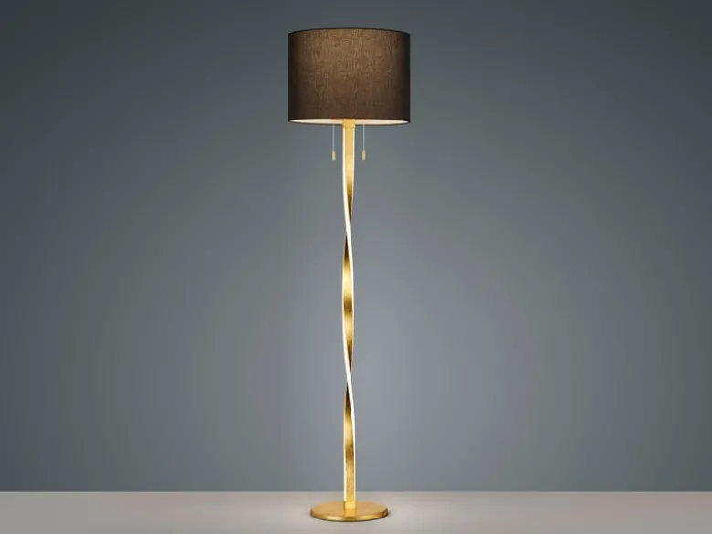 LED Stehlampe NANDOR, Stoff Lampenschirm schwarz und beleuchtetes Gestell, 160cm