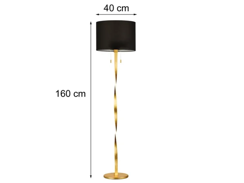 LED Stehlampe NANDOR, Stoff Lampenschirm schwarz und beleuchtetes Gestell, 160cm