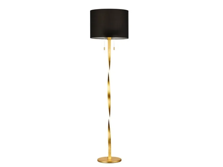 LED Stehlampe NANDOR, Stoff Lampenschirm schwarz und beleuchtetes Gestell, 160cm