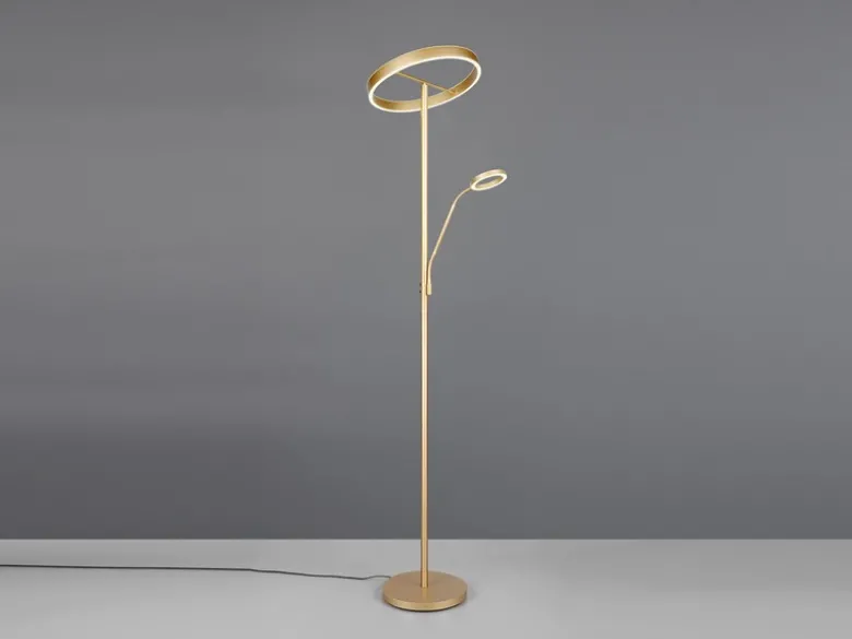 LED Stehlampe WILLIS Gold mit Leselampe, dimmbar & 3 Lichtfarben, 180cm groß