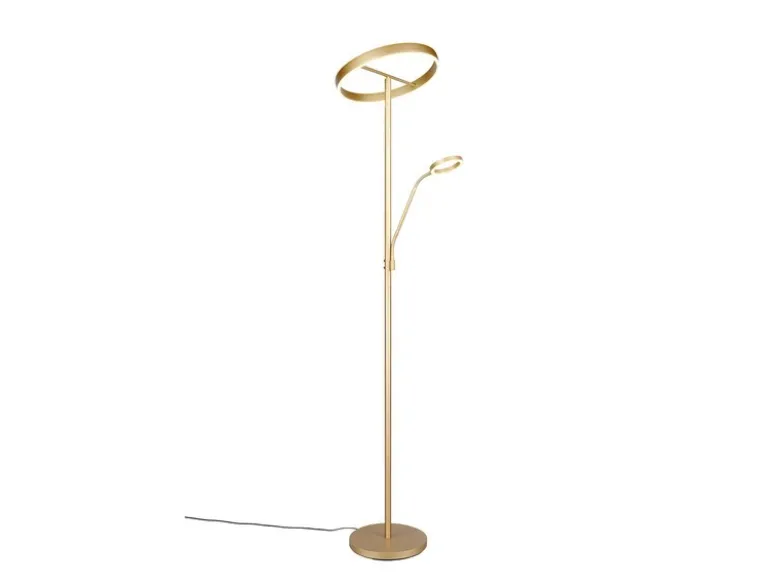 LED Stehlampe WILLIS Gold mit Leselampe, dimmbar & 3 Lichtfarben, 180cm groß