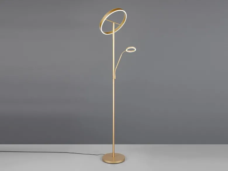 LED Stehlampe WILLIS Gold mit Leselampe, dimmbar & 3 Lichtfarben, 180cm groß