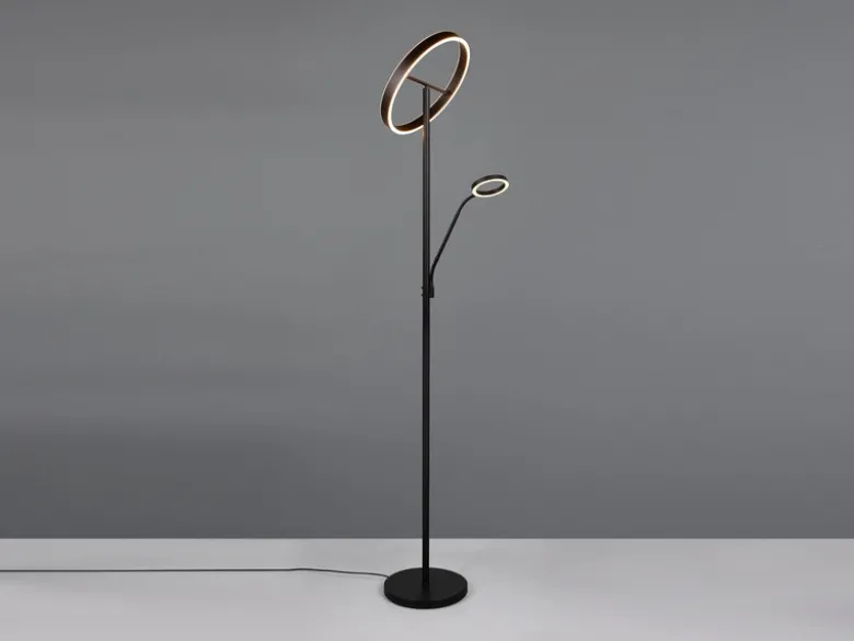 LED Stehlampe WILLIS mit Leselampe, dimmbar, 3 Lichtfarben, Schwarz, 180cm groß