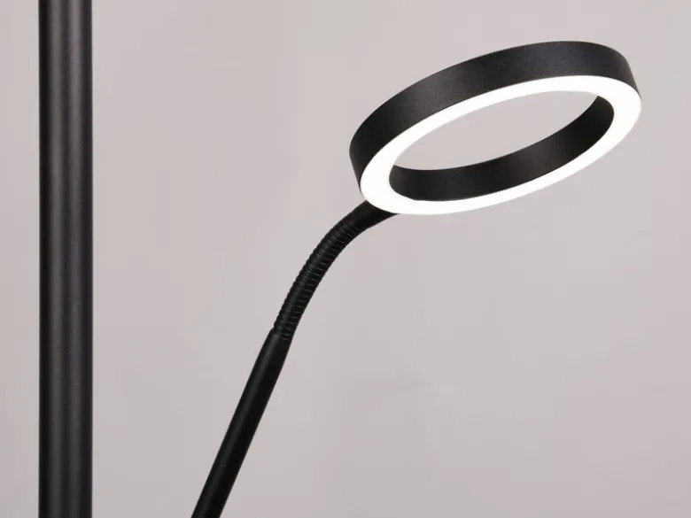 LED Stehlampe WILLIS mit Leselampe, dimmbar, 3 Lichtfarben, Schwarz, 180cm groß