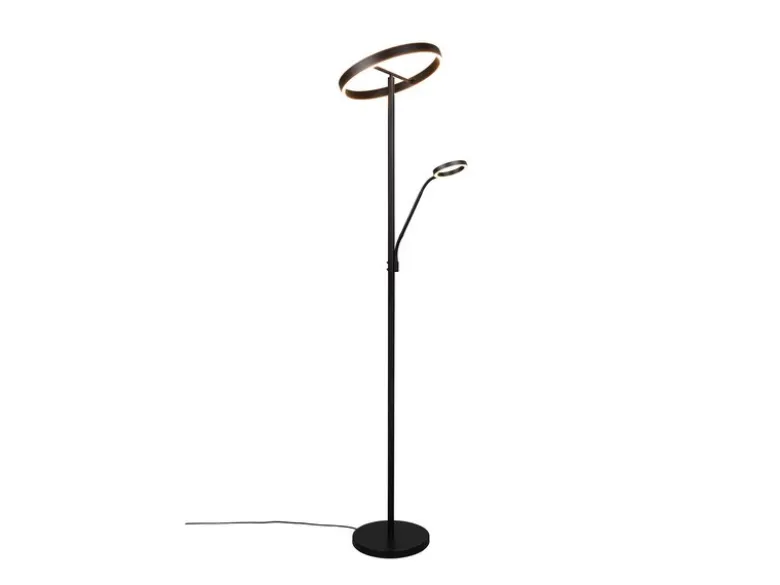 LED Stehlampe WILLIS mit Leselampe, dimmbar, 3 Lichtfarben, Schwarz, 180cm groß
