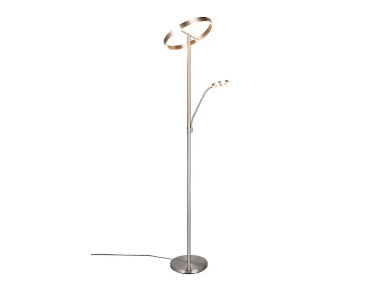 LED Stehlampe WILLIS Silber mit Leselampe, dimmbar & 3 Lichtfarben, 180cm groß