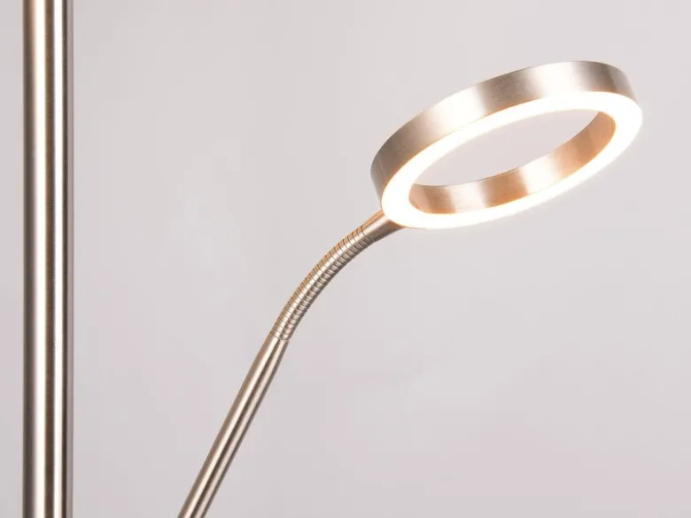LED Stehlampe WILLIS Silber mit Leselampe, dimmbar & 3 Lichtfarben, 180cm groß