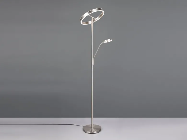 LED Stehlampe WILLIS Silber mit Leselampe, dimmbar & 3 Lichtfarben, 180cm groß