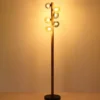 LED Stehleuchte aus Holz 6-flammig Glaskugeln Rauchglas & Bernstein, H: 150cm